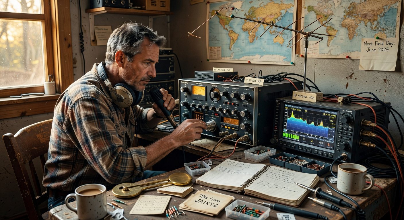 Radio operator at an amateur radio station